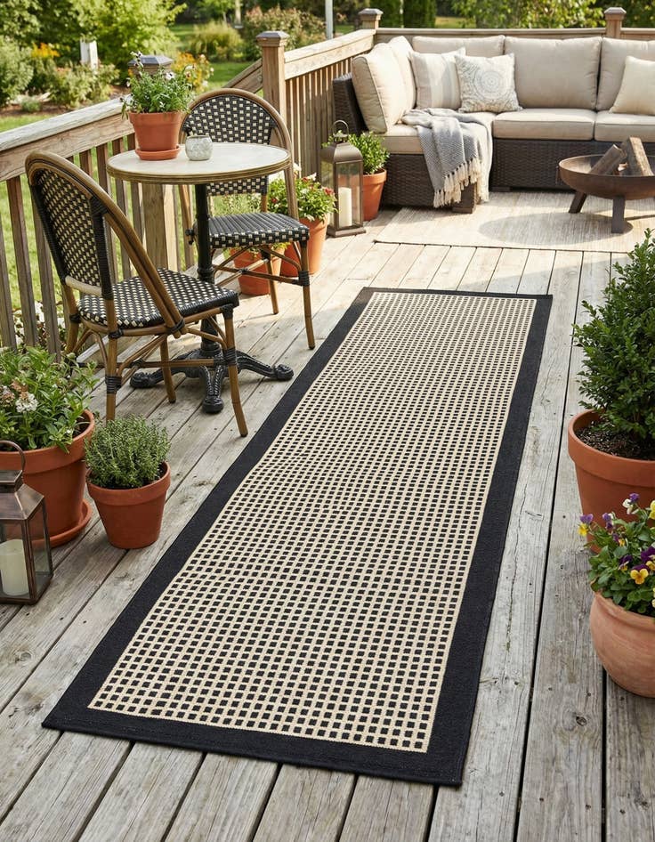 Detail image of 2' x 6'  Washable Border Indoor / Outdoor Runner Rug