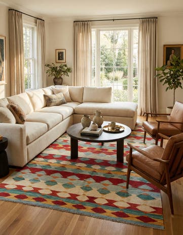 6' 4 x 10' Hand Woven Kilim Modern Wool Rug