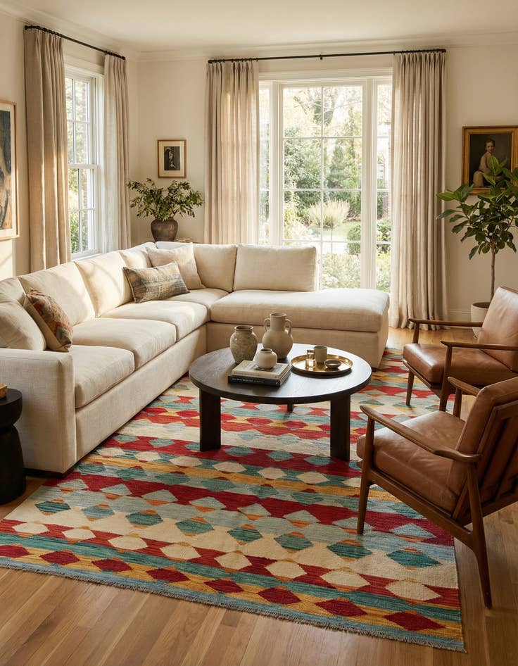 Detail image of 6' 4 x 10'  Hand Woven Kilim Modern Wool Rug