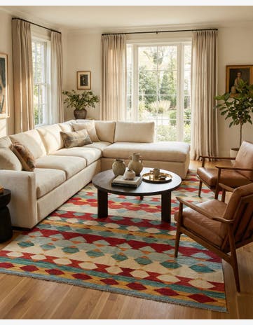 6' 4 x 10' Hand Woven Kilim Modern Wool Rug