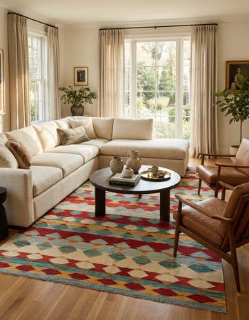 6' 4 x 10' Hand Woven Kilim Modern Wool Rug