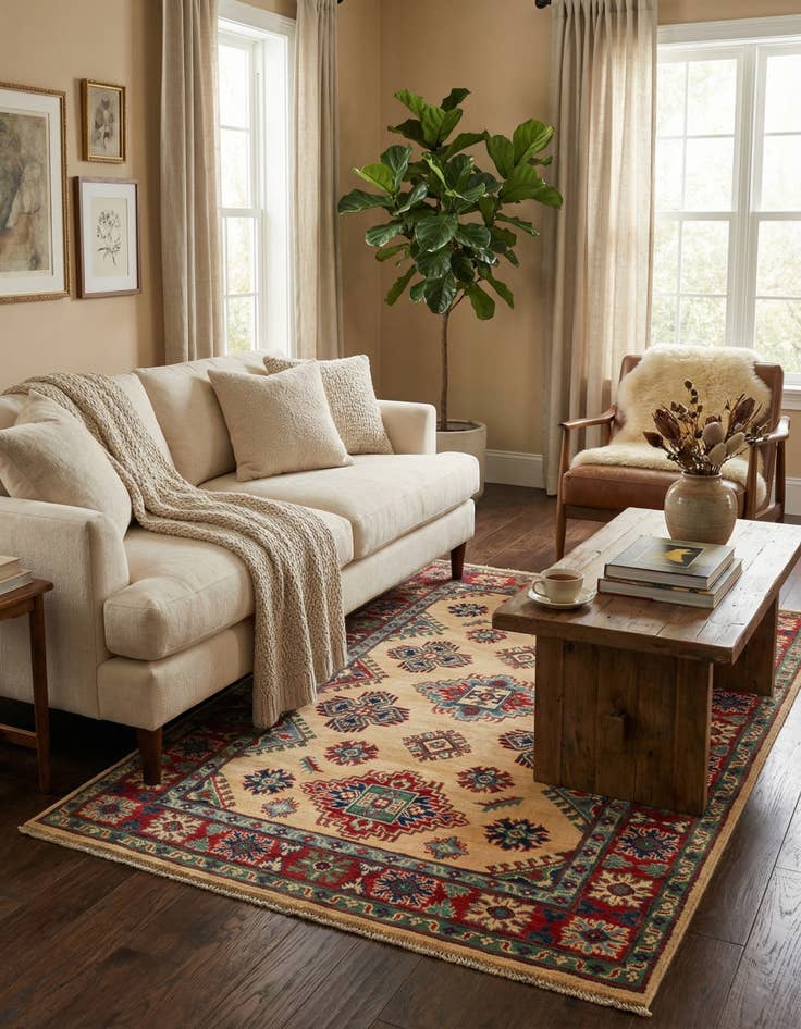 Detail image of 4' x 6' 2  Hand Knotted Kazak Rug