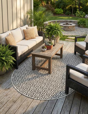 Charcoal Gray Easy-Clean Jill Zarin Costa Rica Indoor / Outdoor Oval Rug