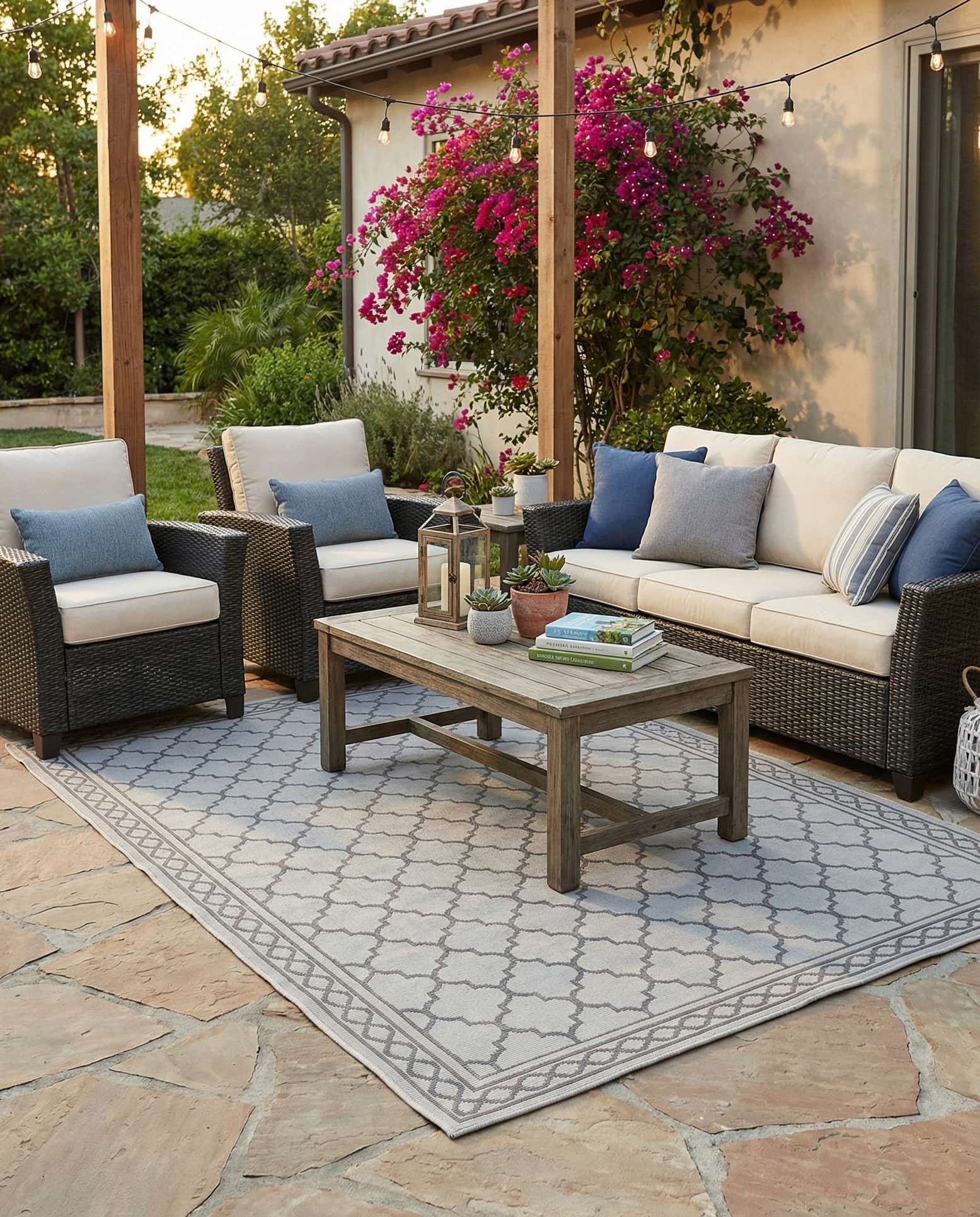 5' 3 x 7' 7 Easy-Clean Trellis Indoor / Outdoor Rug