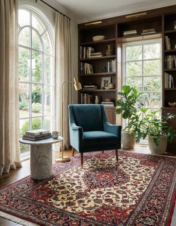 4' 9 x 6' 10 Hand Knotted Qom Persian Rug