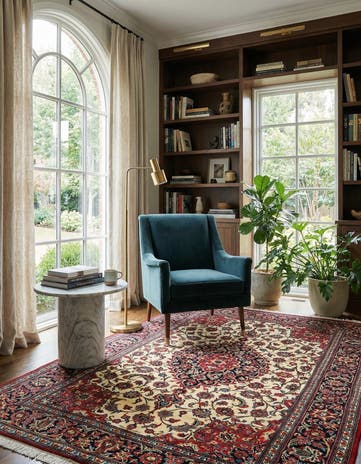 4' 9 x 6' 10 Hand Knotted Qom Persian Rug