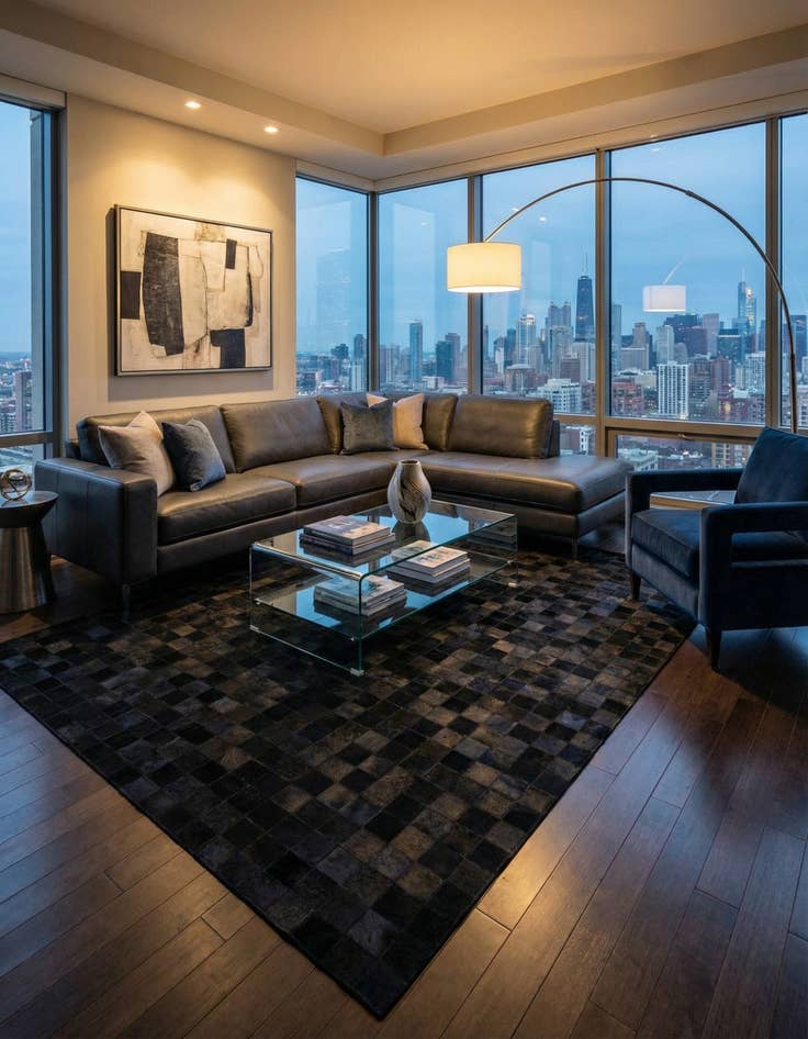 Detail image of  5' 3 x 8' 1 Cowhide - Patchwork Rug