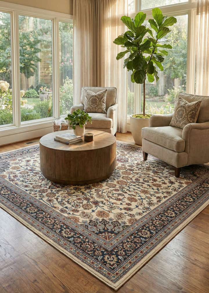 10' x 10' Easy-Clean Traditional Indoor / Outdoor Square Rug
