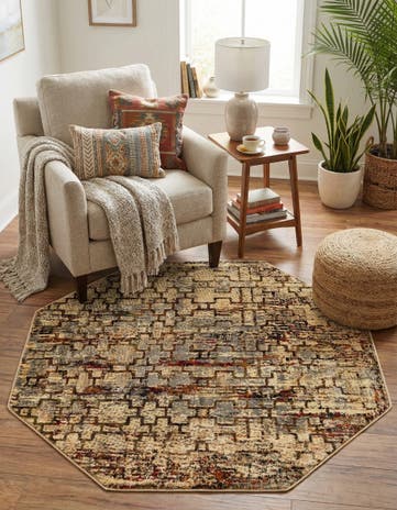 Beige Cream Saturn Octagon Rug