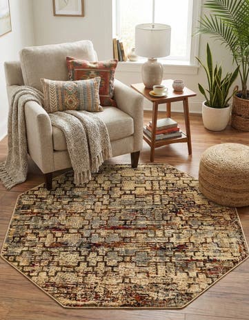 Beige Cream Saturn Octagon Rug