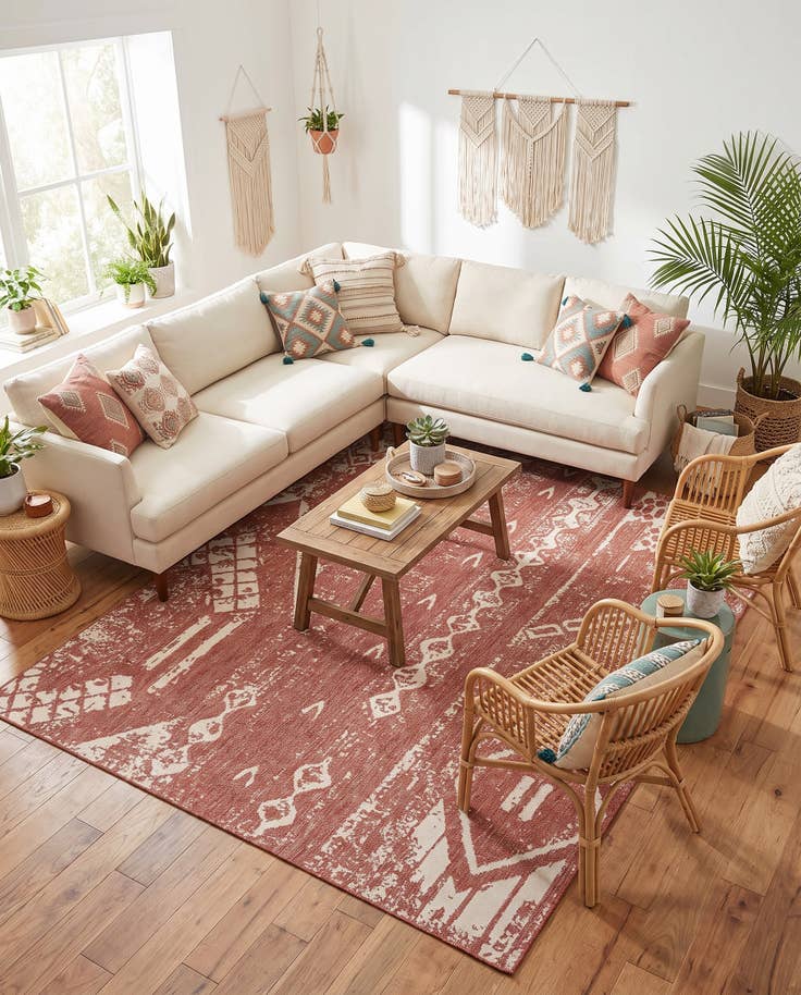 Detail image of 9' x 12' Easy-Clean Bohemian Indoor / Outdoor Rug