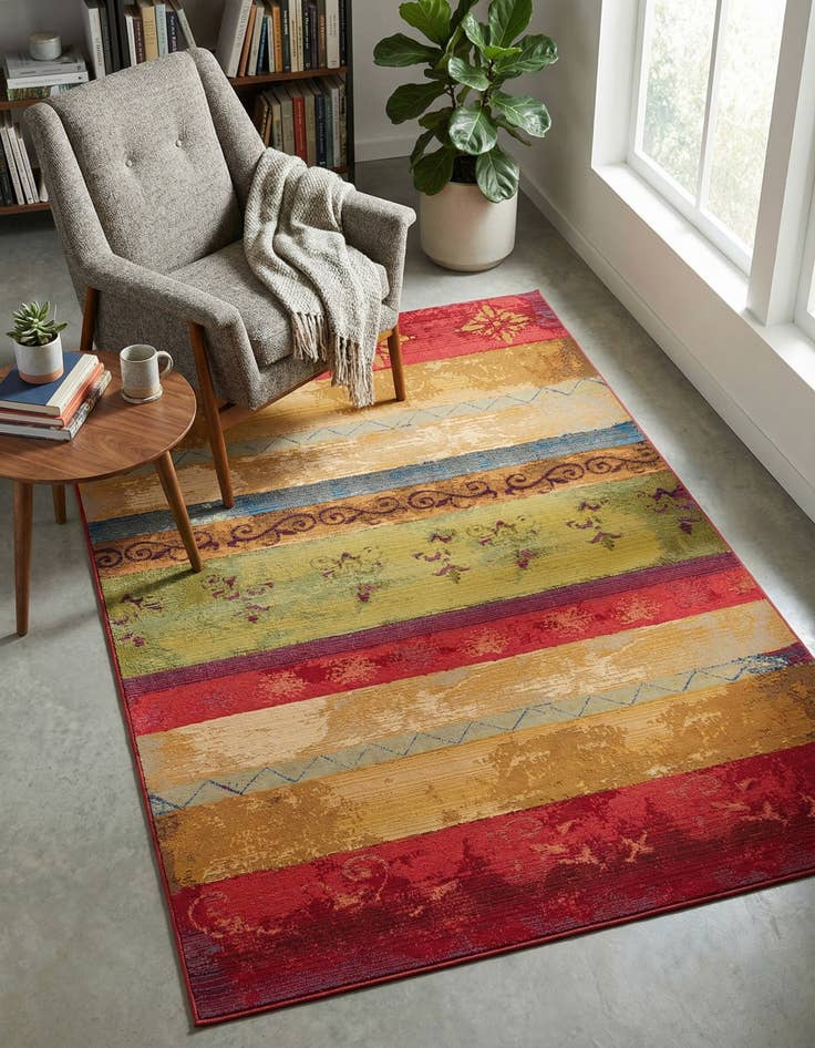 Detail image of 5' 3 x 8'  Washable Modern Indoor / Outdoor Rug