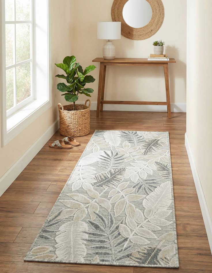 Detail image of  2' 2 x 5' 3  Washable Botanical Indoor / Outdoor Runner Rug
