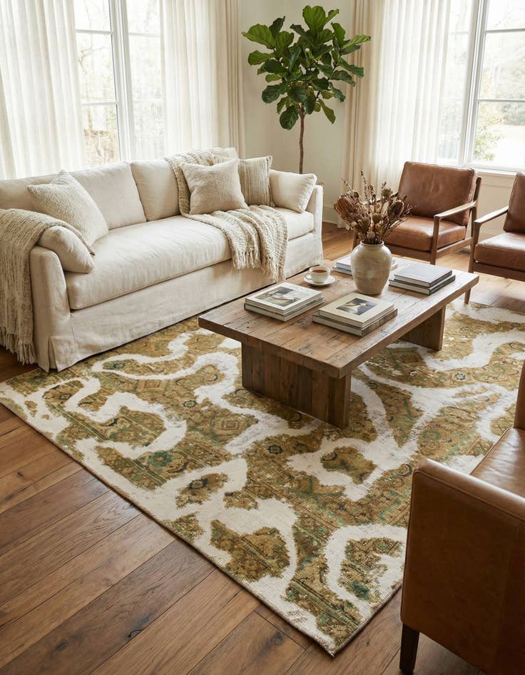 Detail image of 6' 10 x 7' 7  Hand Knotted Ultra Vintage Persian Wool Square Rug