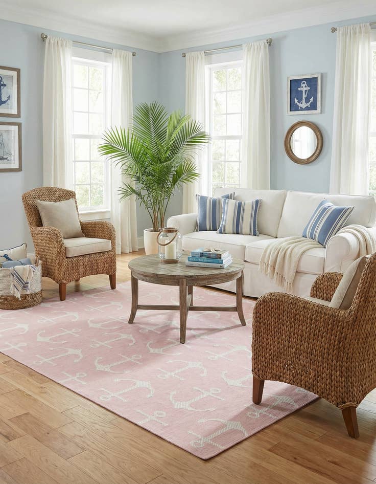 Detail image of 10' x 10'  Washable Coastal Indoor / Outdoor Square Rug