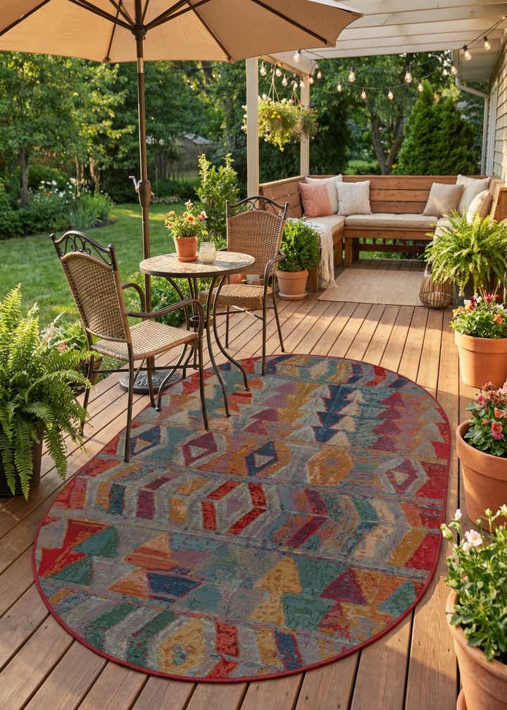 4' x 6' Easy-Clean Modern Indoor / Outdoor Oval Rug