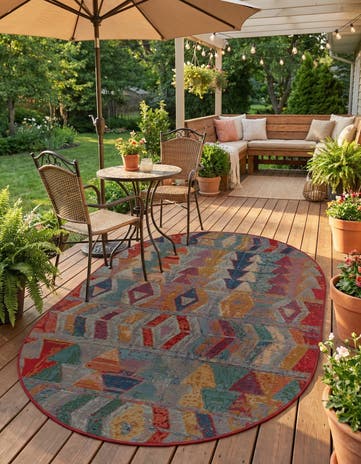 4' x 6' Easy-Clean Modern Indoor / Outdoor Oval Rug