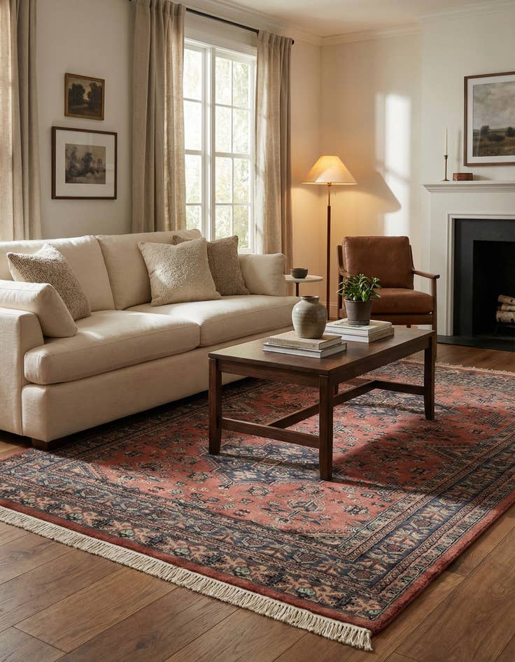 Detail image of 4' 2 x 6' 2  Hand Knotted Bokhara Oriental Wool Rug