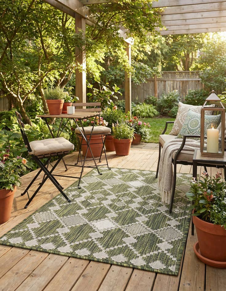 Detail image of  2' x 3'  Washable Lattice Indoor / Outdoor Rug