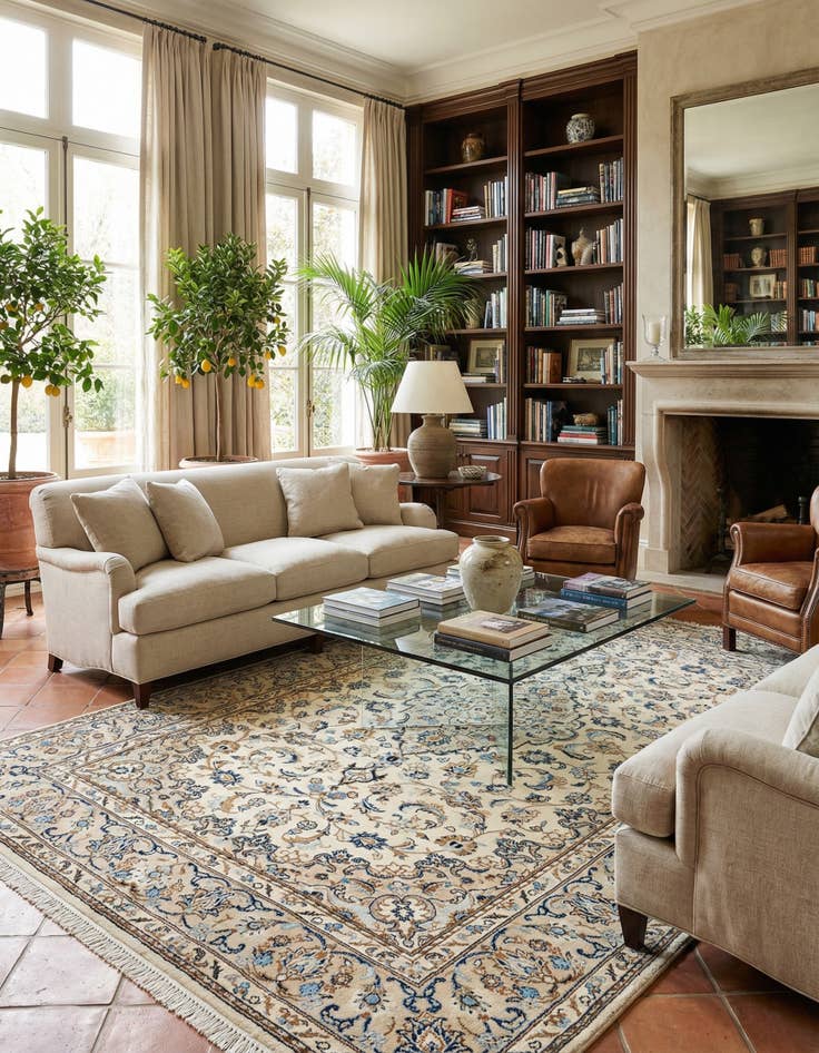 Detail image of  6' 5 x 9' 8 Kashan Wool Rug