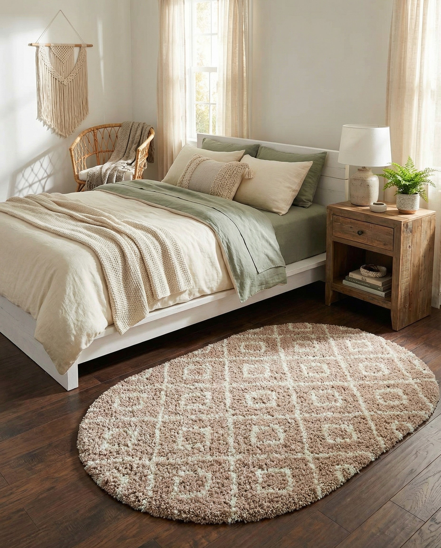  4' x 6' Lattice Shag Oval Rug