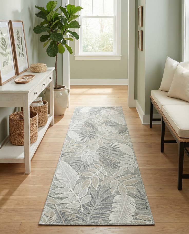 Detail image of 2' 2 x 8' Easy-Clean Botanical Indoor / Outdoor Runner Rug