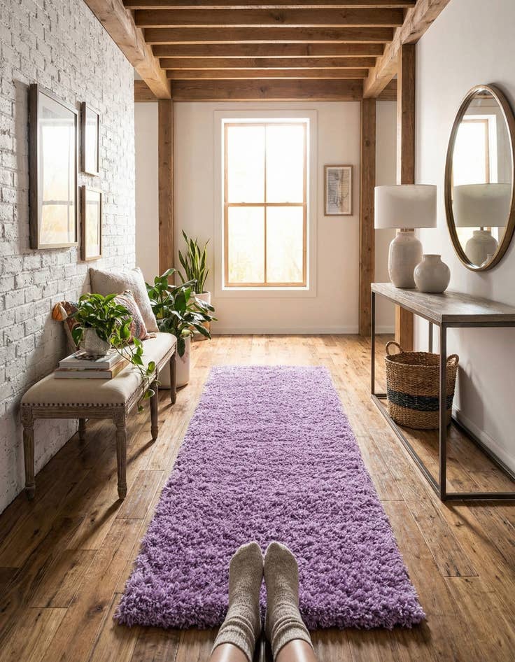 Detail image of  2' 7 x 16' 5 Solid Shag Runner Rug