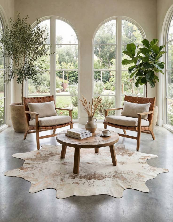 Detail image of 5' 11 x 6' 5 Cowhide Leather Rug