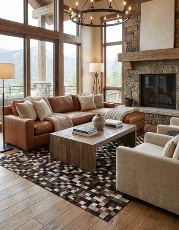 5' x 7' 9 Cowhide Leather Rug
