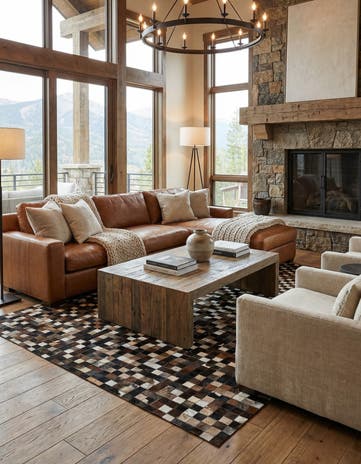 5' x 7' 9 Cowhide Leather Rug