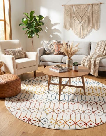 7' x 7' Lattice Trellis Round Rug