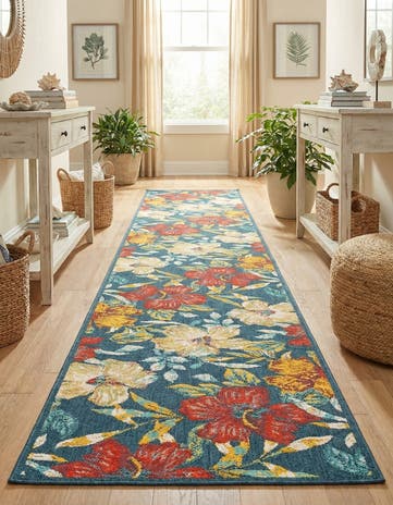 Easy-Clean Coastal Indoor / Outdoor Runner Rug