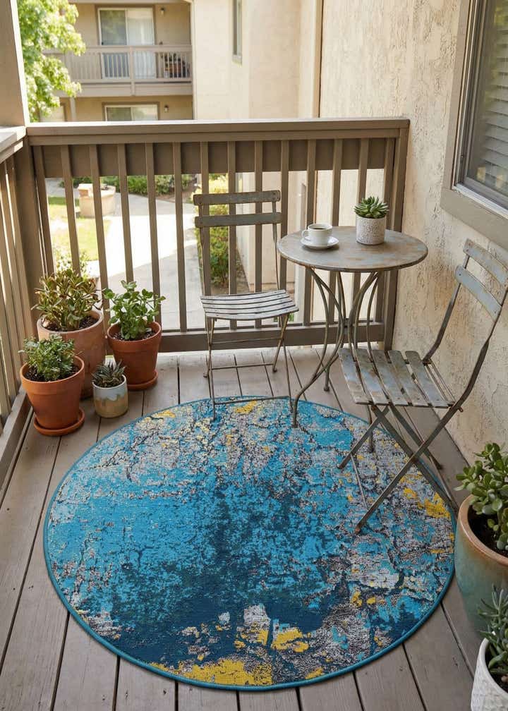 3' x 3' Easy-Clean Modern Indoor / Outdoor Round Rug