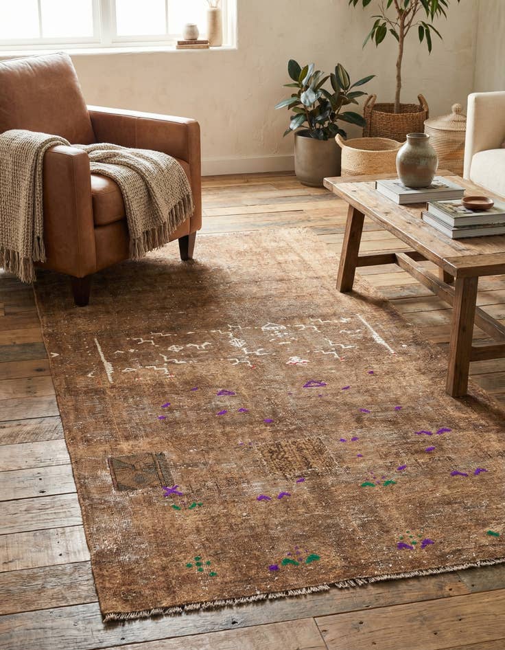 Detail image of 3' 8 x 7' 1  Hand Knotted Ultra Vintage Persian Wool Rug