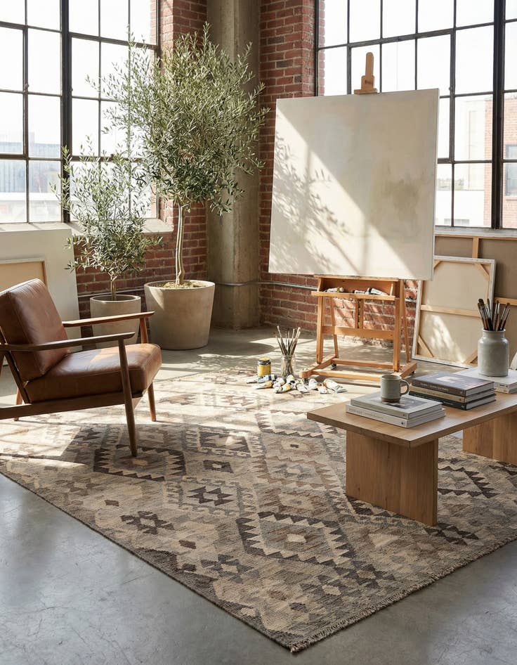 Detail image of 5' 10 x 7' 11 Hand Woven Kilim Maymana Wool Rug