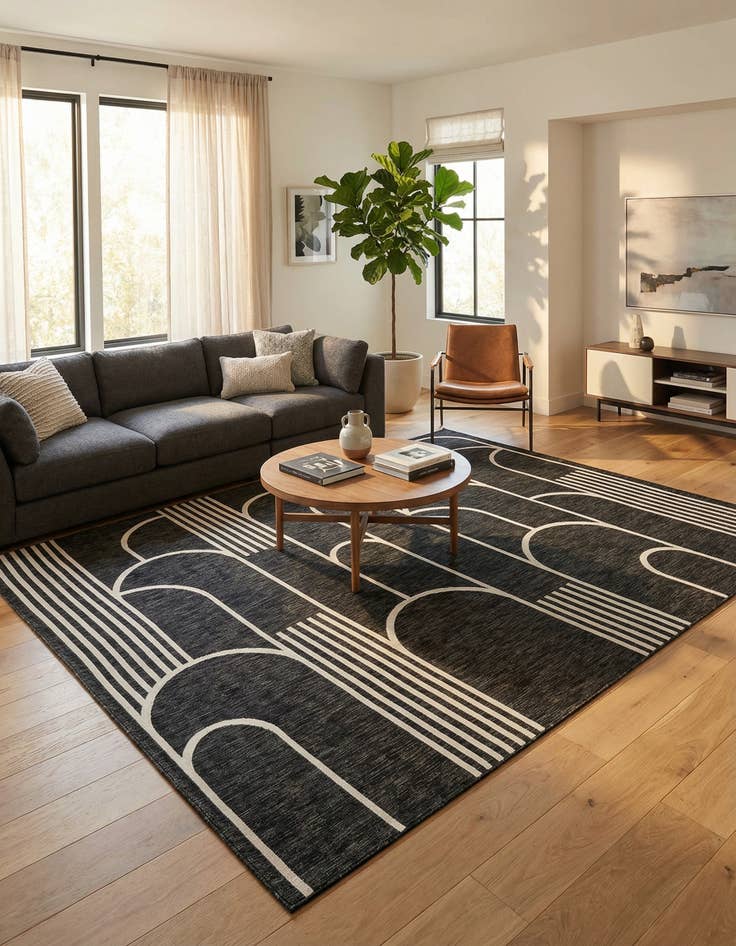 Detail image of 9' x 12'  Washable Modern Indoor / Outdoor Rug