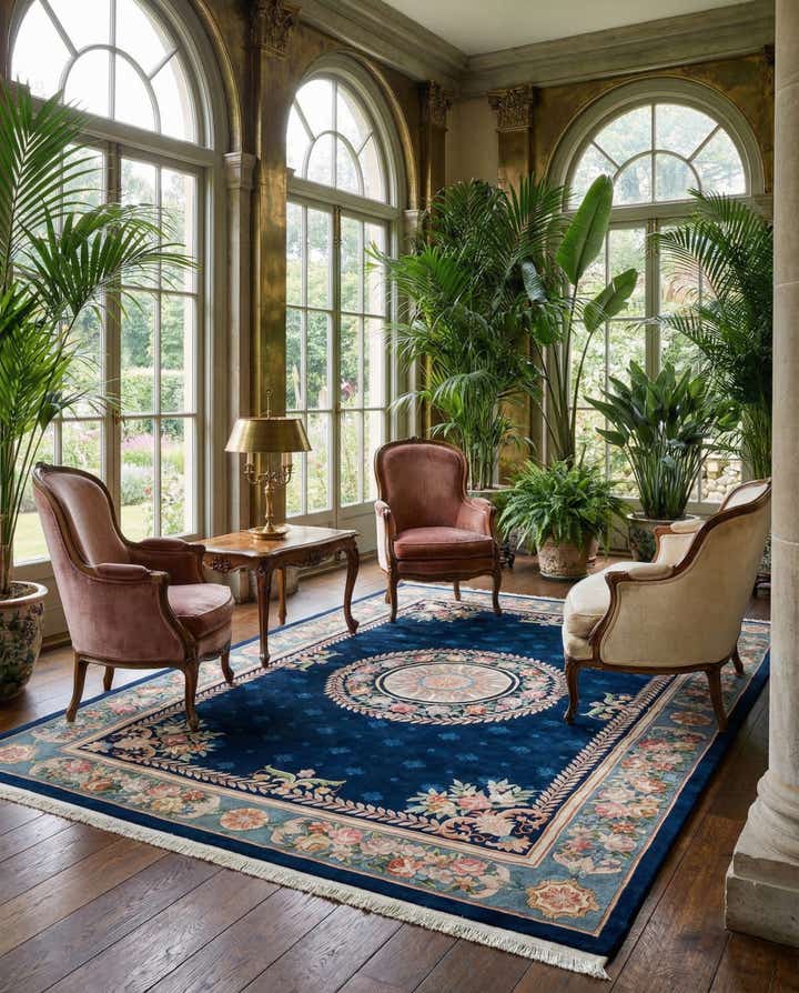 9' 1 x 12' 5 Hand Knotted Carved Pekin Wool Rug