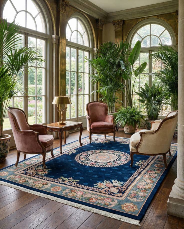 Detail image of 9' 1 x 12' 5 Hand Knotted Carved Pekin Wool Rug