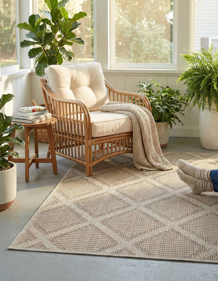 Detail image of  5' 3 x 8'  Washable Lattice Indoor / Outdoor Rug