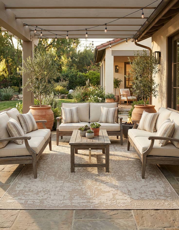 Detail image of 7' 10 x 7' 10  Washable Traditional Indoor / Outdoor Square Rug