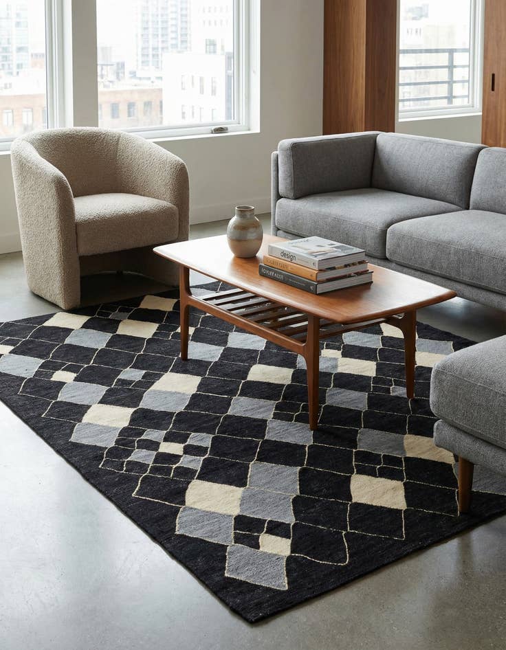 Detail image of 5' 4 x 6' 4  Hand Woven Kilim Modern Wool Rug