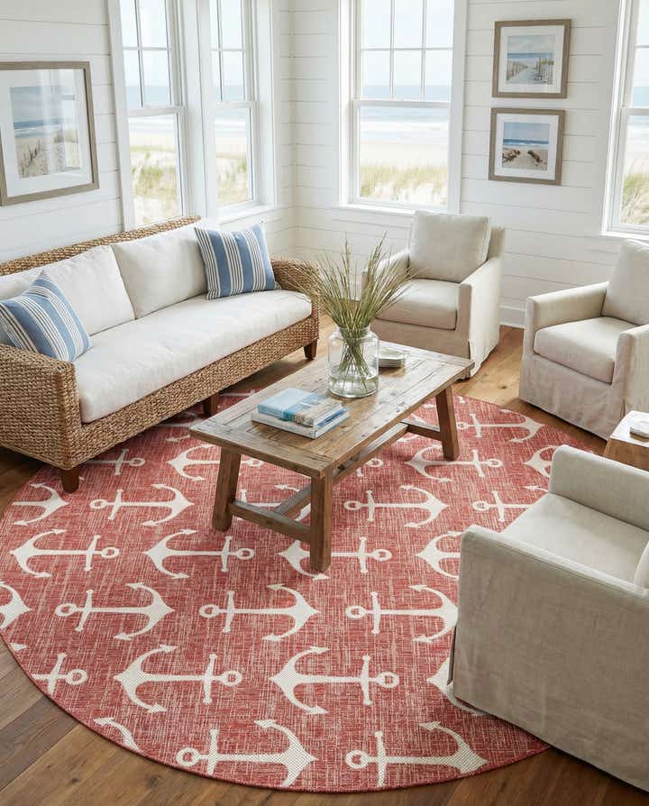 10' x 10' Easy-Clean Coastal Indoor / Outdoor Round Rug