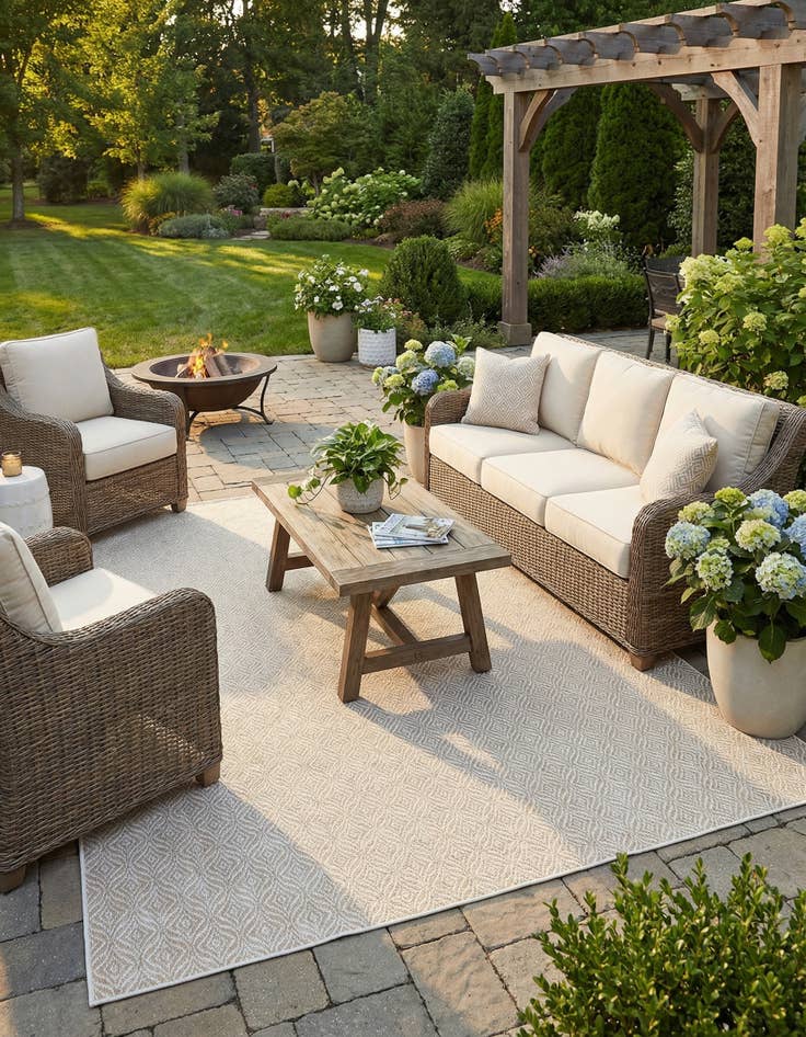 Detail image of 9' x 12' Easy-Clean Trellis Indoor / Outdoor Rug