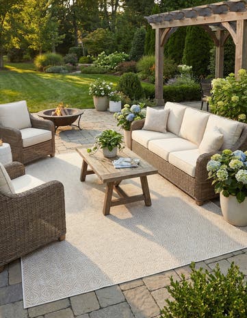9' x 12' Easy-Clean Lattice Indoor / Outdoor Rug