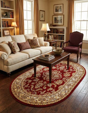Red Aditi Oval Rug
