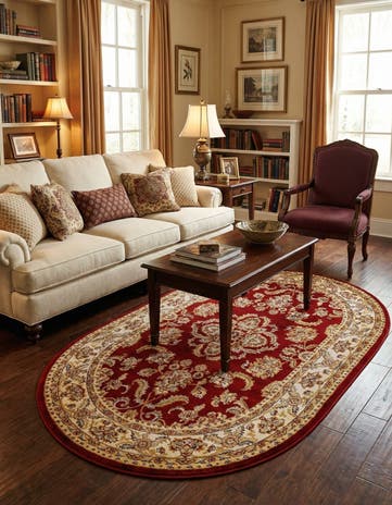 Red Aditi Oval Rug