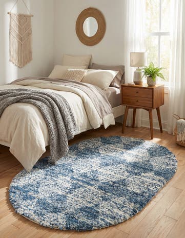 Blue Serenity Shag Oval Rug
