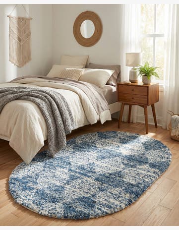 Blue Serenity Shag Oval Rug