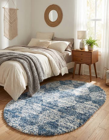 Blue Serenity Shag Oval Rug