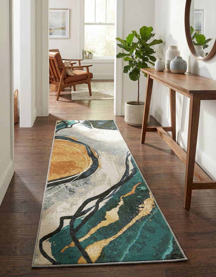 Detail image of  2' x 8'  Washable Modern Indoor / Outdoor Runner Rug